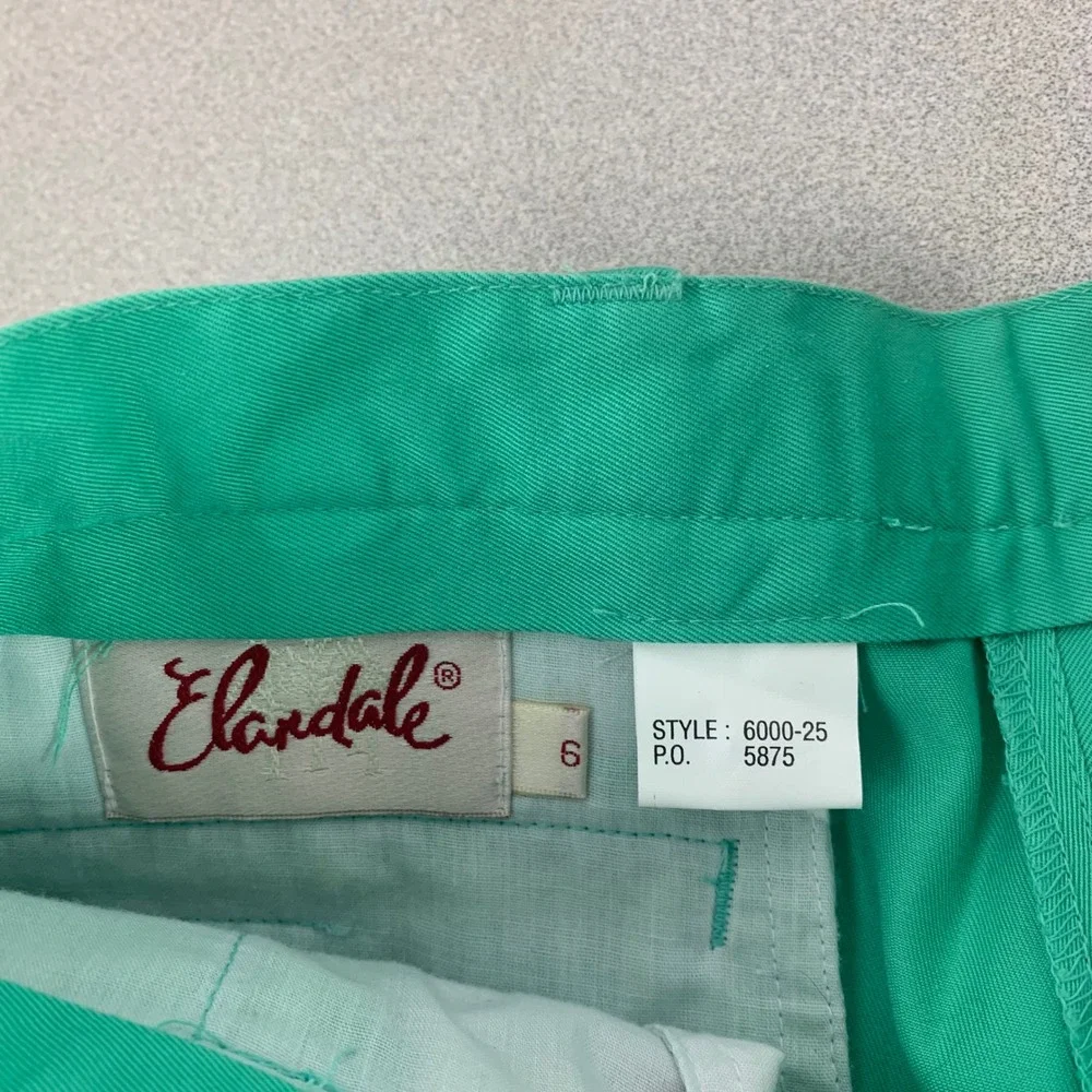 Elandale‎ Pleated Shorts Women 6 Meadow Green Vintage High Waist Cotton 6000-25